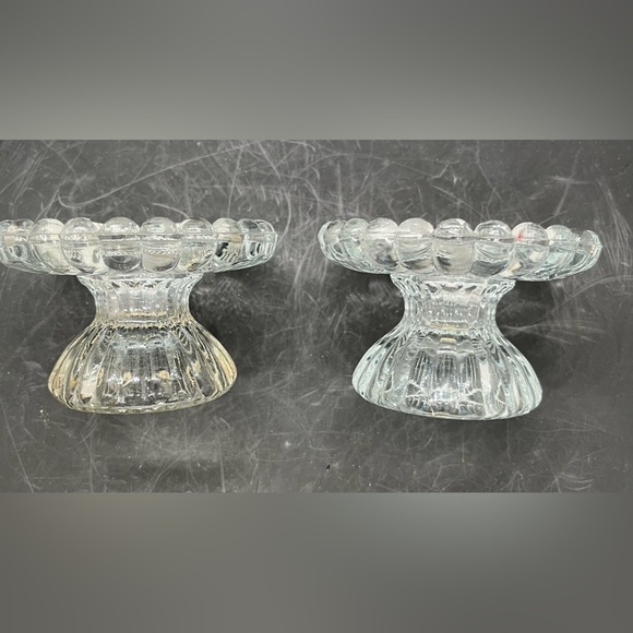 PartyLite CRYSTAL Votive/Taper Candlestick Holders 3'Round 2'T Reversable Set - Picture 5 of 16